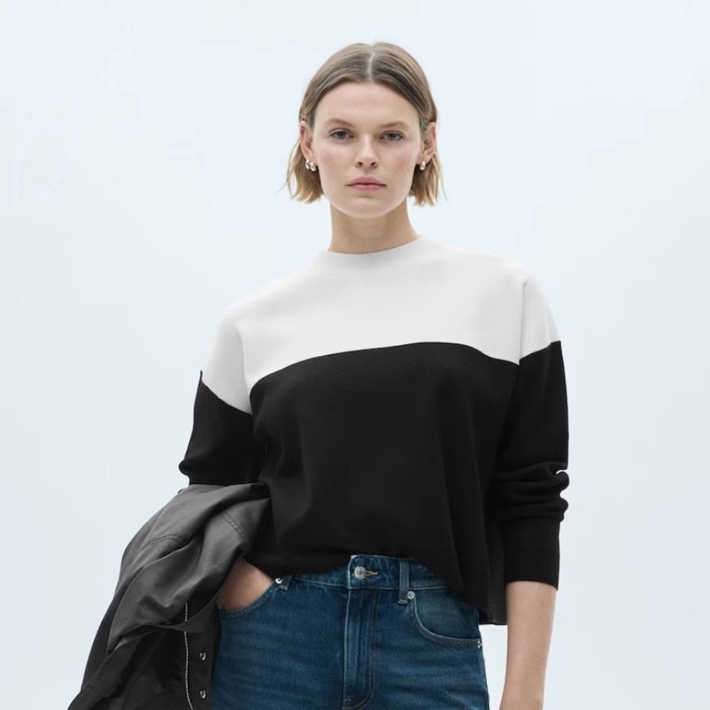 MANGO TWO-TONE SWEATER WITH PERKINS NECK
